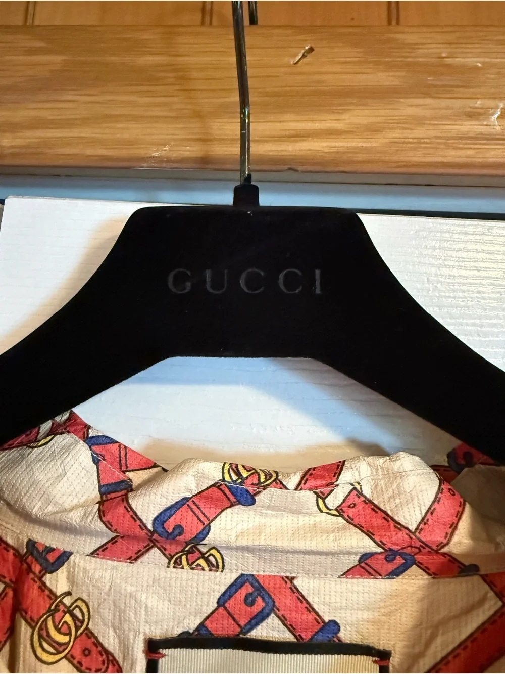 Gucci Belt Chest Bowling Shirt Authentic Size 50